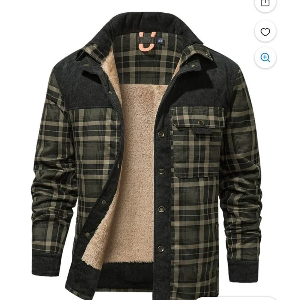 Men's Green Plaid Sherpa-Lined Jacket